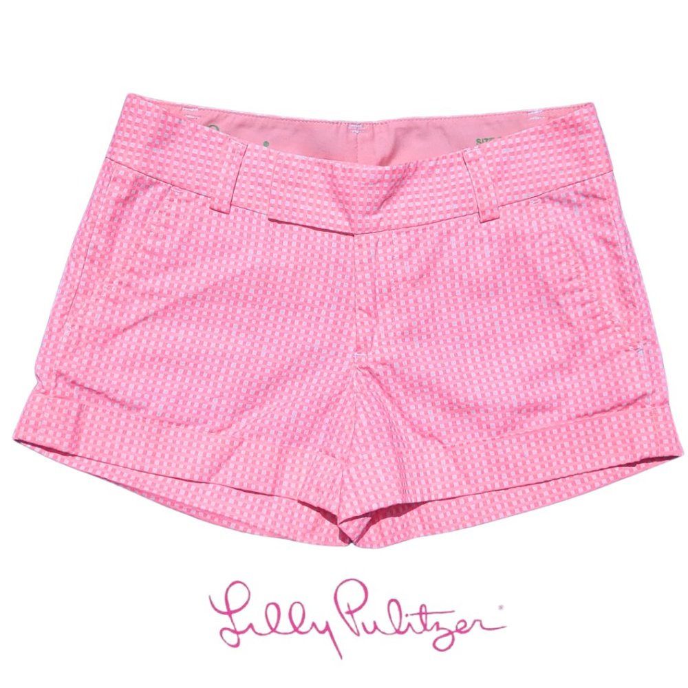 Lilly Pulitzer 'Barclay Short' Sz 2 - Hot Pink & White Plaid MINT CONDITION - Picture 6 of 10